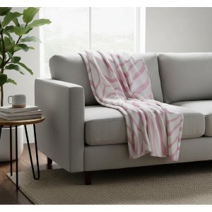 Manual Woodworkers & Weavers Natural Pink Zebra Throw – 48x60 Lightweight Rayon Animal Print Blanket - 1 of 3
