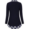 Women's Contrast Collared Shirts Patchwork Work Blouse Tunics Tops - 3 of 4