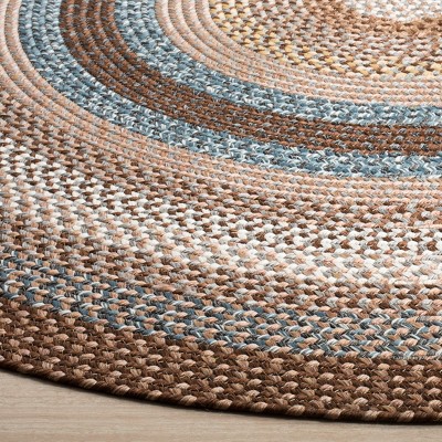 Handmade Brown and Multi Round Braided Area Rug