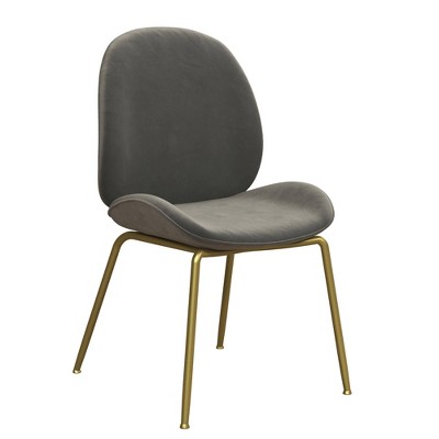 Astor Velvet Upholstered Dining Chair with Brass Metal Legs - CosmoLiving by Cosmopolitan