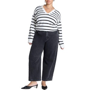 ELOQUII Women's Plus Size Dart Detail Barrel Leg Jean - 1 of 4