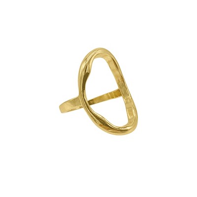 Adornia 14k Gold Plated Open Hammered Oval Ring - image 4