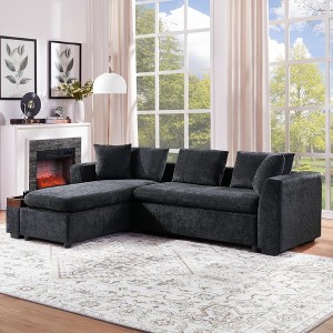 YOOCOZZ  93.7" L-Shaped Sectional Sofa with Wooden Storage Compartment - 1 of 4