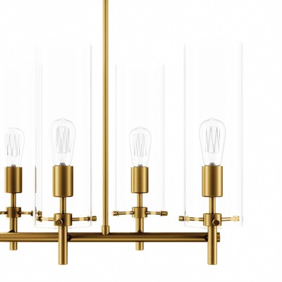 Skylark Satin Brass 6-Light Chandelier with Clear Glass Shades