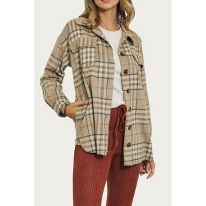 Women's CHECKED WOOL-BLEND SHIRT-JACKET - J.NNA - 1 of 2