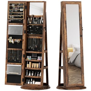 Aghana Digitals 360° Swivel Jewelry Cabinet with Full-Length Mirror, Lockable Storage, - 1 of 4