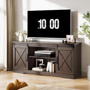 ODK Farmhouse TV Stand 65+ inch, Sliding Barn Doors and Storage Cabinets & Adjustable Shelf, Media Console for Living Room, Bedroom - 1 of 4