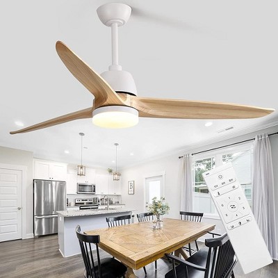 56 inch Wood Ceiling Fan Indoor with Light and Remote Control, 6-Speed, 3-Timer with Quiet Energy Saving, 3 blades Ceiling fan with Remote