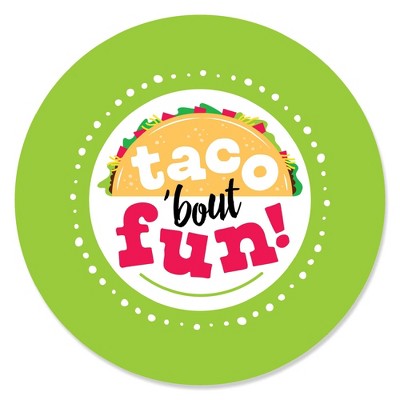 Big Dot of Happiness Taco 'Bout Fun - Mexican Fiesta Circle Sticker Labels - 24 Count