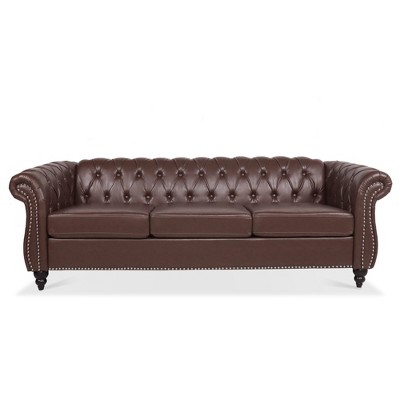 NicBex U-Style Modular Sofa Couch with Tufted Button Back Modern PU Leather 3 Seater Couch with Soft Cushion for Living Room,Apartment