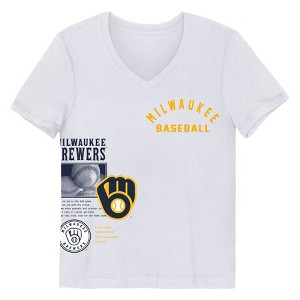 MLB Milwaukee Brewers Girls' White V-Neck T-Shirt - 1 of 1