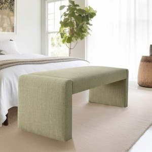 Kaia 47" Contemporary Farmhouse Linen Fabric Waterfall Upholstered Bench-Maison Boucle - 1 of 4