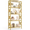 Aheaplus 5 Tier Glass Bookshelf with LED Light, Metal Frame Storage Shelf Display Bookcase - 2 of 4
