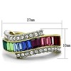 Slickblue Women's Stainless Steel Ring with IP Gold Finish, Curved Design with Multi-Color Synthetic Crystals, size 5-9 - 2 of 4