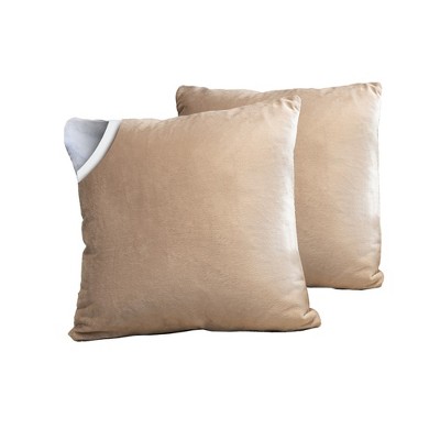 Taupe Velour Decorative Throw Pillows with Inserts, Set of 2