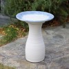 LuxenHome 20" Elegant Tall Ceramic Bird Bath for Outside with Feather Pattern, White and Blue Multicolored - 2 of 4