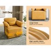 360-degree Swivel Square Fabric Accent Chair with Gold Metal Legs - 3 of 4