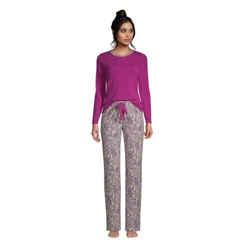 Women's Beautifully Soft Long Sleeve Notch Collar Top and Pants Pajama Set 