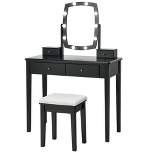 Costway Vanity Table Set with Lighted Mirror Adjustable 10 Bulbs Dresser 4 Drawer