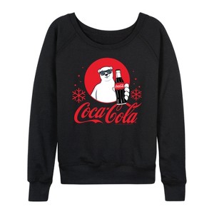 Women's - Coca-Cola - Polar Bear Circle With Snowflakes Lightweight French Terry Wide Neck Long Sleeve Graphic Shirt - 1 of 4