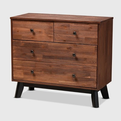 Calla 4 Drawer Wood Dresser Brown/Black - Baxton Studio