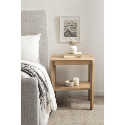 Natural Mango Wood Two-Tier Side Table
