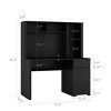 Computer Desk with Lockable Drawer and Hutch MDF Construction with Built-In USB Ports and Power Outlets 51in for Home Office-3irtyhousy - 4 of 4