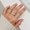 Anna-Kaci Women's Double Band Ring with Oval Center Pave Detailing and Minimalist Design - Gold - 2 of 4