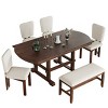 6-Piece Extendable Dining Table Set with Solid Wood Frame, Farmhouse Kitchen Dining Set with 1 Bench and 4 Upholstered Chairs–The Pop Home - 3 of 4