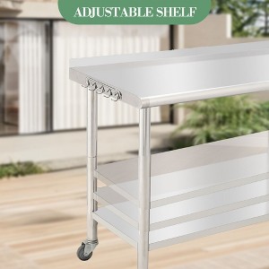 Stainless Steel Food Prep Table,Kitchen Work Table with Adjustable Under Shelf,Utility Table with Hooks for Restaurant,Garage,Hotel and Home - 1 of 4