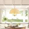 Rennnsan Voressa 20"W 4-Light Dome Woven Ratten Boho Dimmable Chandelier in Gold - 2 of 4