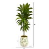 Nearly Natural 4-ft Dracaena Artificial Plant in Flower Print Planter (Real Touch) - 2 of 3