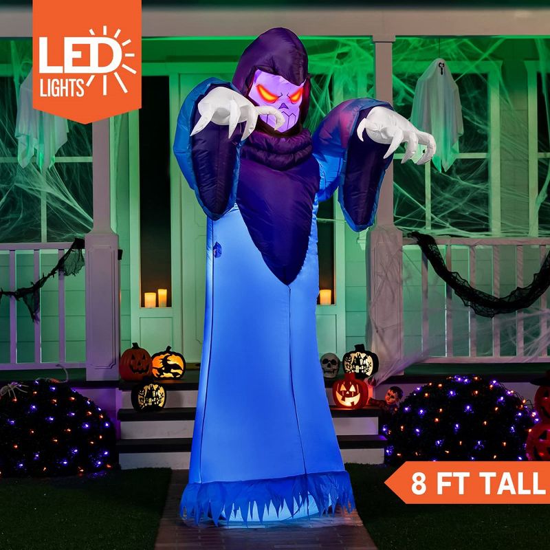 Joiedomi 8 FT Halloween Inflatable Giant Warlock with Build-in LEDs for Halloween Party Indoor, Outdoor, Yard, Garden, Lawn Decorations, 2 of 9