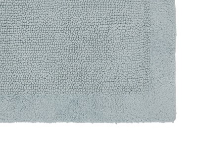 Blue 100% Cotton Reversible Tufted Bathroom Rug Set
