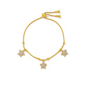 RMZ Gold Turtle Charm Bracelet – Adjustable Crystal Paved Bracelet for Women - 1 of 2
