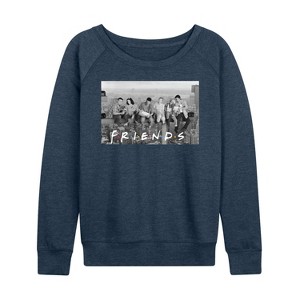 Women's - Friends - Group Photo Lightweight French Terry Wide Neck Long Sleeve Graphic Shirt - 1 of 4