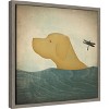 Amanti Art Yellow Dog Swim by Ryan Fowler Canvas Wall Art Print Framed 16-in. x 16-in. - 3 of 4