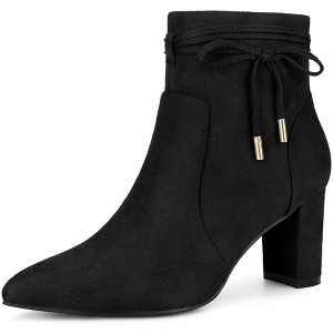 Perphy Women's Pointed Toe Bow Chunky Heel Ankle Boots - 1 of 4