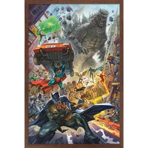 Trends International Justice League vs. Godzilla vs. Kong - Batman Rescue Framed Wall Poster Prints - 1 of 4