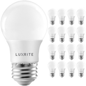 Luxrite A15 LED Bulb 40W Equivalent, 7W, 4000K Cool White, 600 Lumens, Enclosed Fixture Rated, Dimmable Ceiling Fan Light Bulbs, E26 UL Listed 16 Pack - 1 of 4