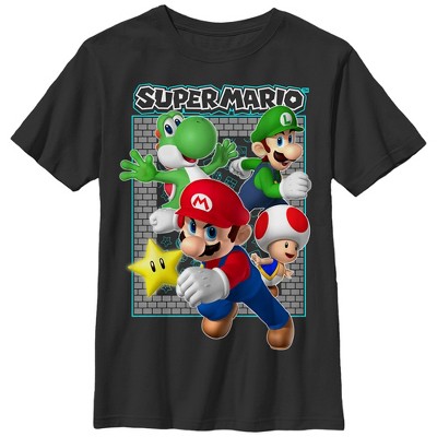 Boy's Nintendo Super Mario Brick T-shirt - Black - Small : Target