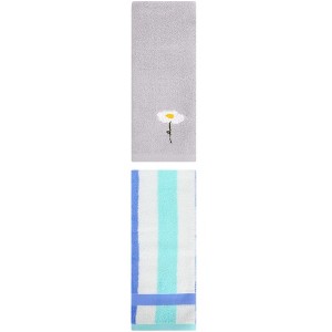 REGALWOVEN Chic Pattern Cotton Soft Absorbent Hand Towels for Bathroom 13" x 30"/13" x 29" 2 Pcs - 1 of 4