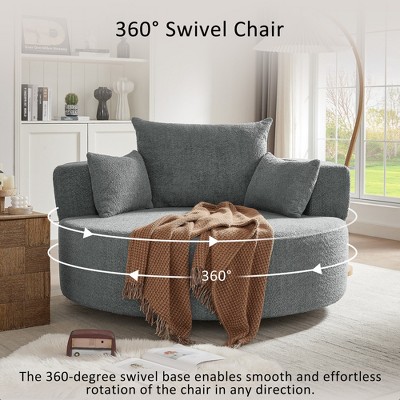 Vynxaria Grey 360¡« Swivel Chair Accent Barrel Chair Swivel Round Sofa Chair