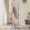 QingMoon Standing Coat Rack, Portable Clothing Rack with Shelf, Solid Wood Hat Rack with 2 Rails and 5 Hooks for Bedroom, Entrance and Living Room - 2 of 4