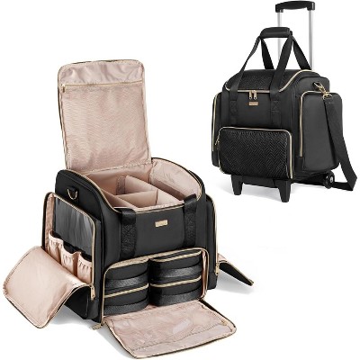 Paaaawaters Rolling Makeup Case with 4 Removable Bags, Professional Makeup Train Case with Wheels, Makeup Artist Travel Bag