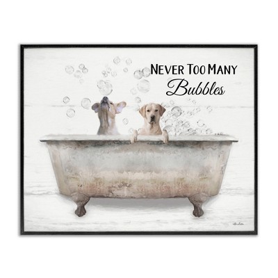 Stupell Industries Never Too Many Bubbles Dogs Framed Giclee Art