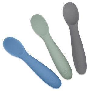 WeeSprout Baby Spoons for Self Feeding 6 Months +, Soft & Durable Silicone Utensils for Sensitive Gums & Teeth, 3 Pack + Carrying Case - 1 of 4