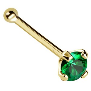 Jewelry Avalanche 22G 14K Gold Ball-end Nose Stud with Emerald Gemstone - 1 of 2