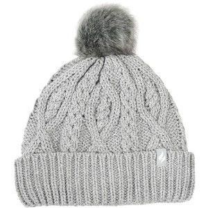 Women's Brina Solid Cable Knit Roll Up Hat with Pom-Pom - 1 of 3
