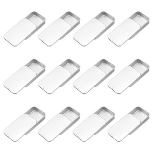 Unique Bargains Metal Anti-Oxidation Slide Top Rectangular Tin Containers 12 Pcs - 1 of 4